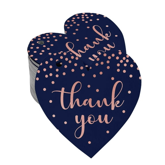 Inkdotpot Pack Of 100 Real Rose Gold Foil Paper Tags Thank You Bridal Shower-Baby Shower-Retirement-Wedding-Birthday Favor Hang Tags
