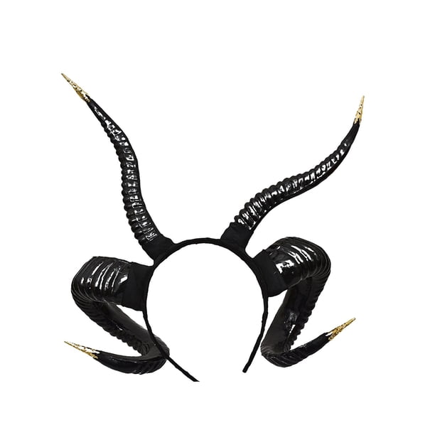 Diadema de cuerno de oveja, tocado de cuerno de diablo, diadema gótica, accesorio para el cabello para rol Negro