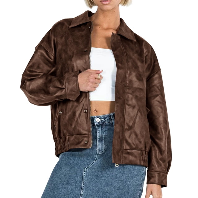 Abrigo PRETTYGARDEN Estilo2 Marrón Sobredimensionado con Cierre XL