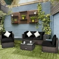 thumbnail image 1 of Costway 6PCS Patio Rattan Furniture Set Cushion Sofa Coffee Table Ottoman Black, 1 of 10