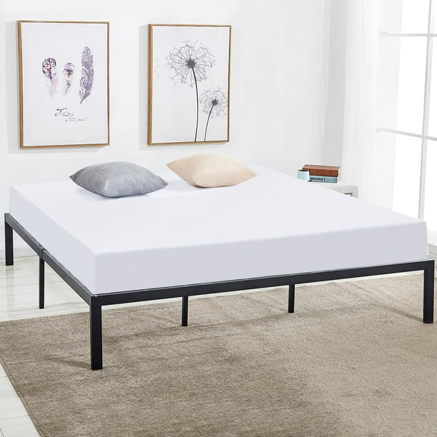 Vecelo King Size Bed Frame Heavy Duty, King Mattress Box Spring And Bed Frame