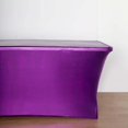 thumbnail image 2 of Efavormart 6FT Metallic Rectangular Stretch Spandex Table Cover for Wedding Kitchen Dining Events - Purple, 2 of 11