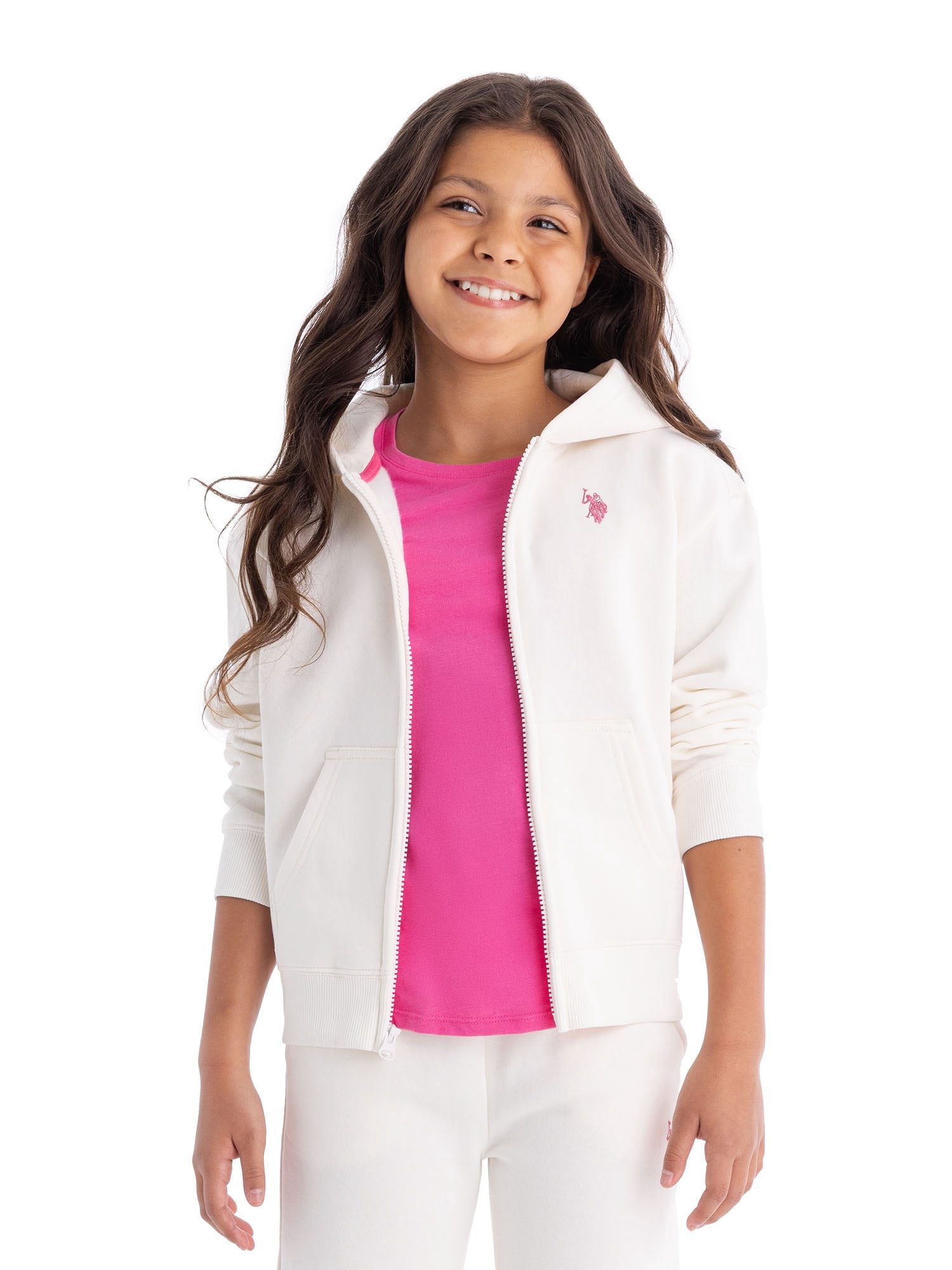 U.S. Polo Assn. Girls Fleece Zip-Up Hoodie, Sizes 4-18
