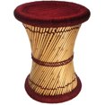 thumbnail image 1 of Natural Geo Moray Accent Stool - Handwoven Maroon, 1 of 4