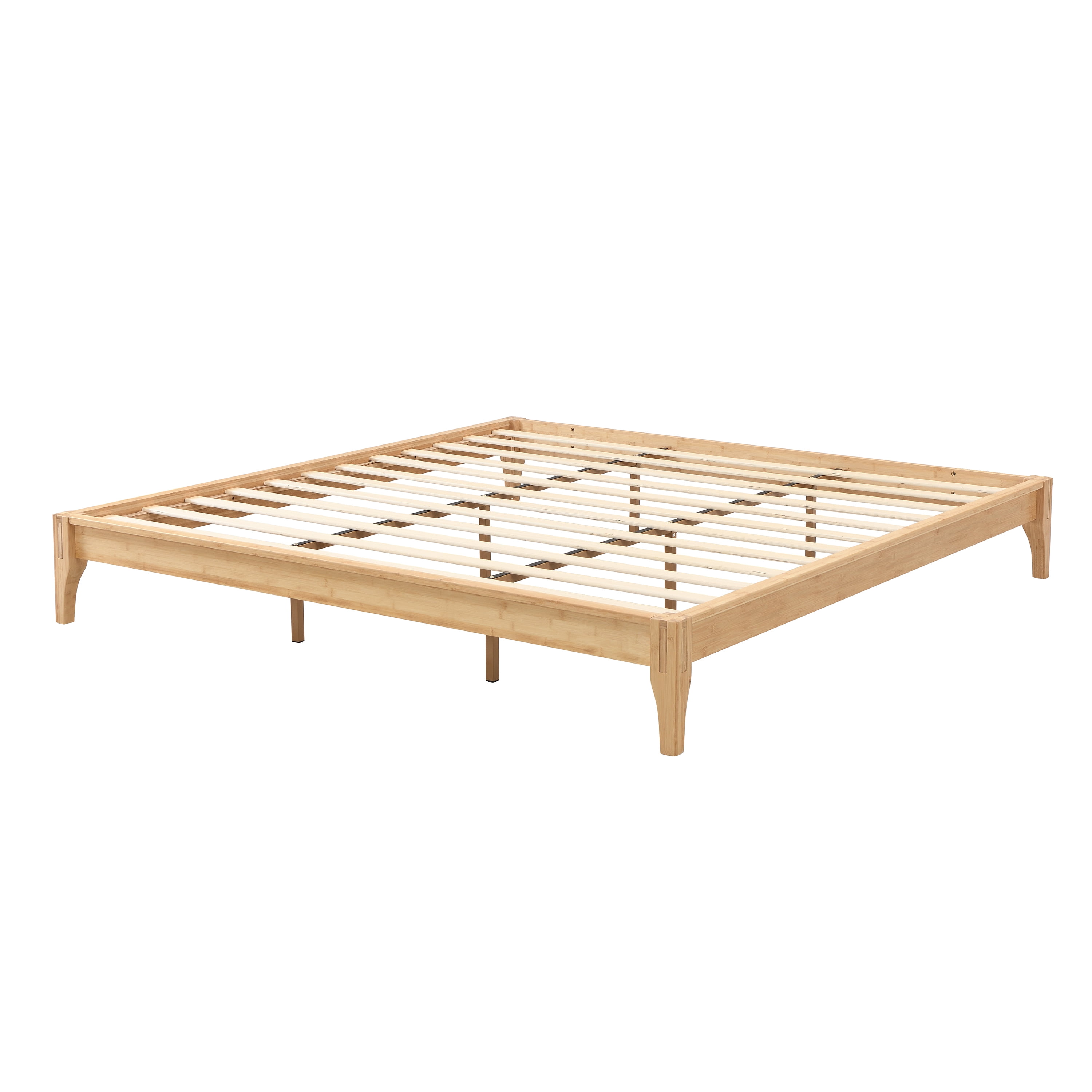 Euroco Dry Bamboo Wood Platform Bed Frame, 12 inch Height King Size Bed, Natural