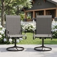 thumbnail image 2 of UDPATIO 9-Piece Outdoor Dining Set with High-Back Swivel Chairs & Iron Square Table for 8-Person, Black & Dark Grey, 2 of 8