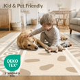 thumbnail image 4 of ODIKA 6'x9' Beige Sand Multi Pattern Geometric Striped Washable Area Rug Contemporary Vertical Bands Dots Ovals for Queen Size Bedroom, Under Bed, Master Suite, Easy Care, Non-Shedding, 4 of 7