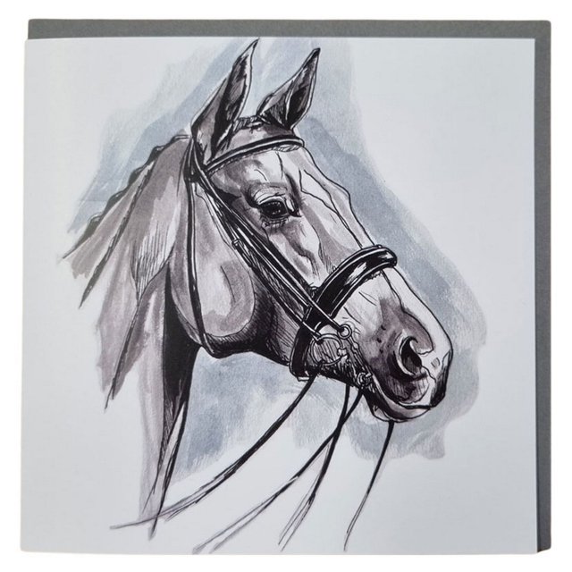 Gubblecote Carte de Vœux Tête de Cheval Aquarelle