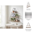 thumbnail image 6 of Triangle Wall Mounted Storage Organizer for Home - Shelf with Three-Tier Metal Frame and Wood Display for Living Room or Bedroom - Decorative Wall Organizer Storage for Styling - 26", Brown & Black, 6 of 11