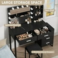 thumbnail image 3 of Algherohein Vanity Set with Mirror and Storage Cabinet,Makeup Vanity for Bedroom,Black, 3 of 8