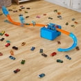 thumbnail image 4 of Hot Wheels Track Set, Blue Deluxe Track Builder Pack with Wind Theme and 1 Hot Wheels Car, 4 of 7