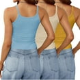 thumbnail image 3 of fatyb Women's 3 Pack Ribbed Tank Tops Scoop Neck Spaghetti Strap Cami Shirts Slim Crop Going out Shirts, 3 of 6