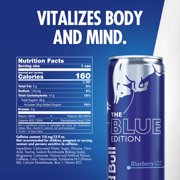 Red Bull Blue Edition Energy Drink, Blueberry, 114mg Caffeine, 12 fl. oz., Pack of 4 Cans
