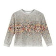 thumbnail image 5 of Drmagiyhm Girl's T-Shirts Size 10-12 Casual Crewneck Floral Print Shirts Trendy Basic Long Sleeve T-Shirts Girl Comfy Tops 4-5 Years Gray, 5 of 5