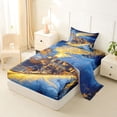 thumbnail image 2 of Castle Fairy Magical Train Twin Sheet Sets 3pcs for Kids, Winter Light Print Bedding for Bedroom, Black Gold, 2 of 6