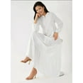 thumbnail image 2 of Textured Crew Neck Maxi Dress with Buttons, 2 of 6