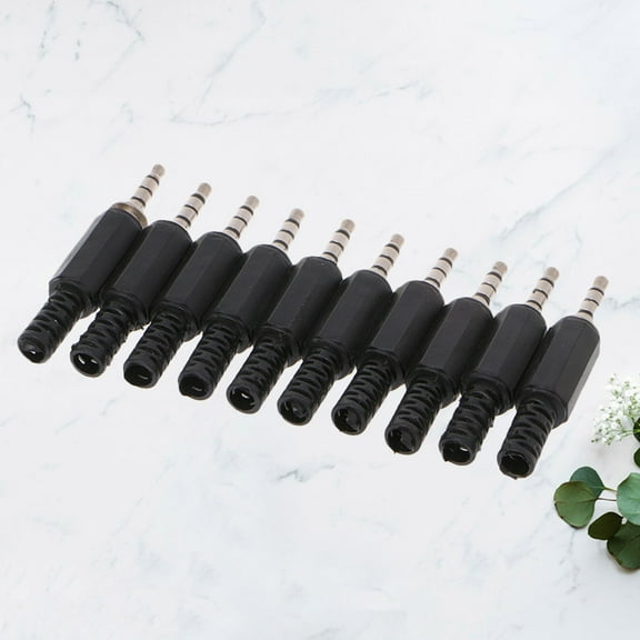 Sparsain 10Pcs 3.5mm Audio Cable Repair Replacement Connector 4 Pole 3 Ring Stereo Male Plug Solder Type for Headphone Earphone Microphone Cable Repair (Black)