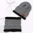 thumbnail image 2 of 2 Pieces Winter Hat Scarf Set Warm Knit Thick Beanie Scarves Knitted Cap for Men, 2 of 10