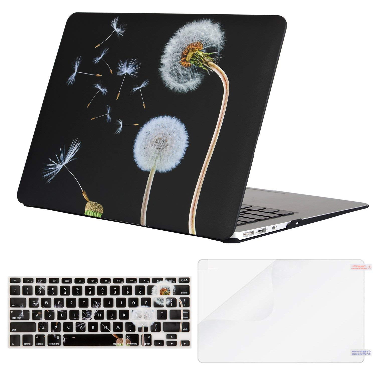 Compatible with MacBook Air 13 inch Hard Plastic Shell Cover Case A1369 & A1466, 2010-2017 Release Dogs on Floral Background 