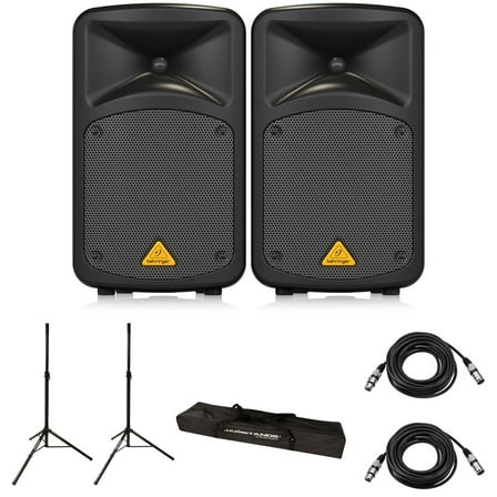 Behringer EUROPORT EPS500MP3 500W 8-Channel Ultra-Compact Portable PA System, Bundle with Stands and Cables