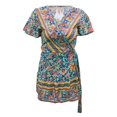 thumbnail image 1 of Robes d'Été Col en V Aguichant Bohème Imprimé Robe Courte Jupe Mode Robe Femme Verte TG, 1 of 4