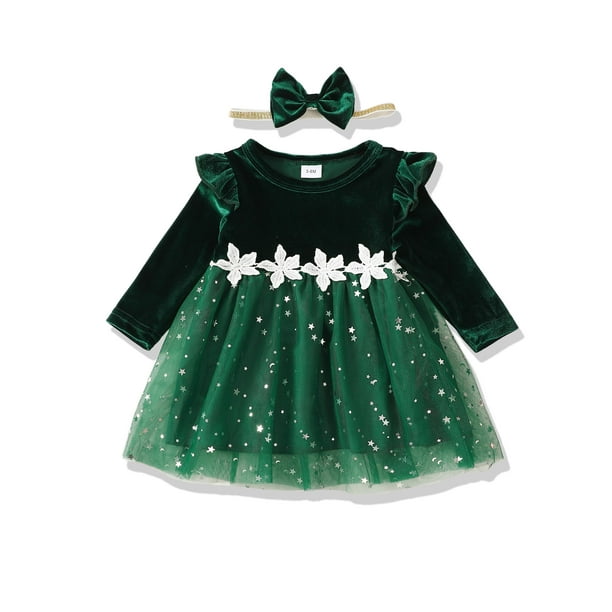 Vestido Renotemy para Bebé Niña 6-9 Meses Invierno Navidad Verde