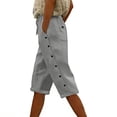 thumbnail image 1 of FAIWAD Capri Pants for Women Summer Casual Drawstring Elastic Waist Side Button Summer Shorts with Pockets, 1 of 8
