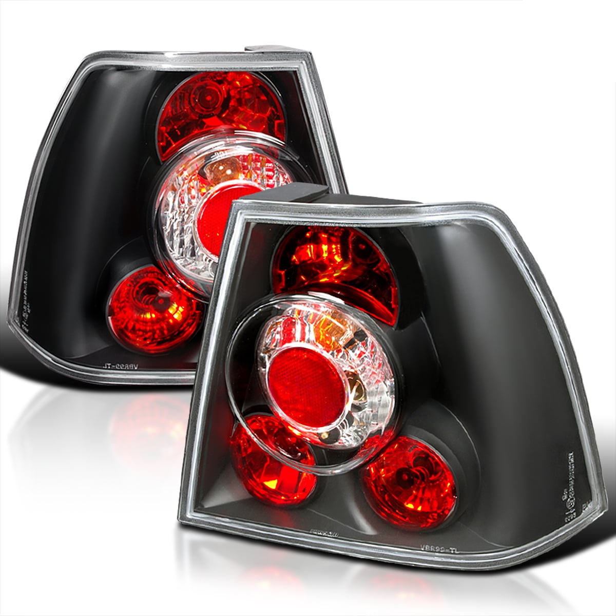 SpecD Tuning Black Housing Clear Lens Tail Lights Compatible with 1999
