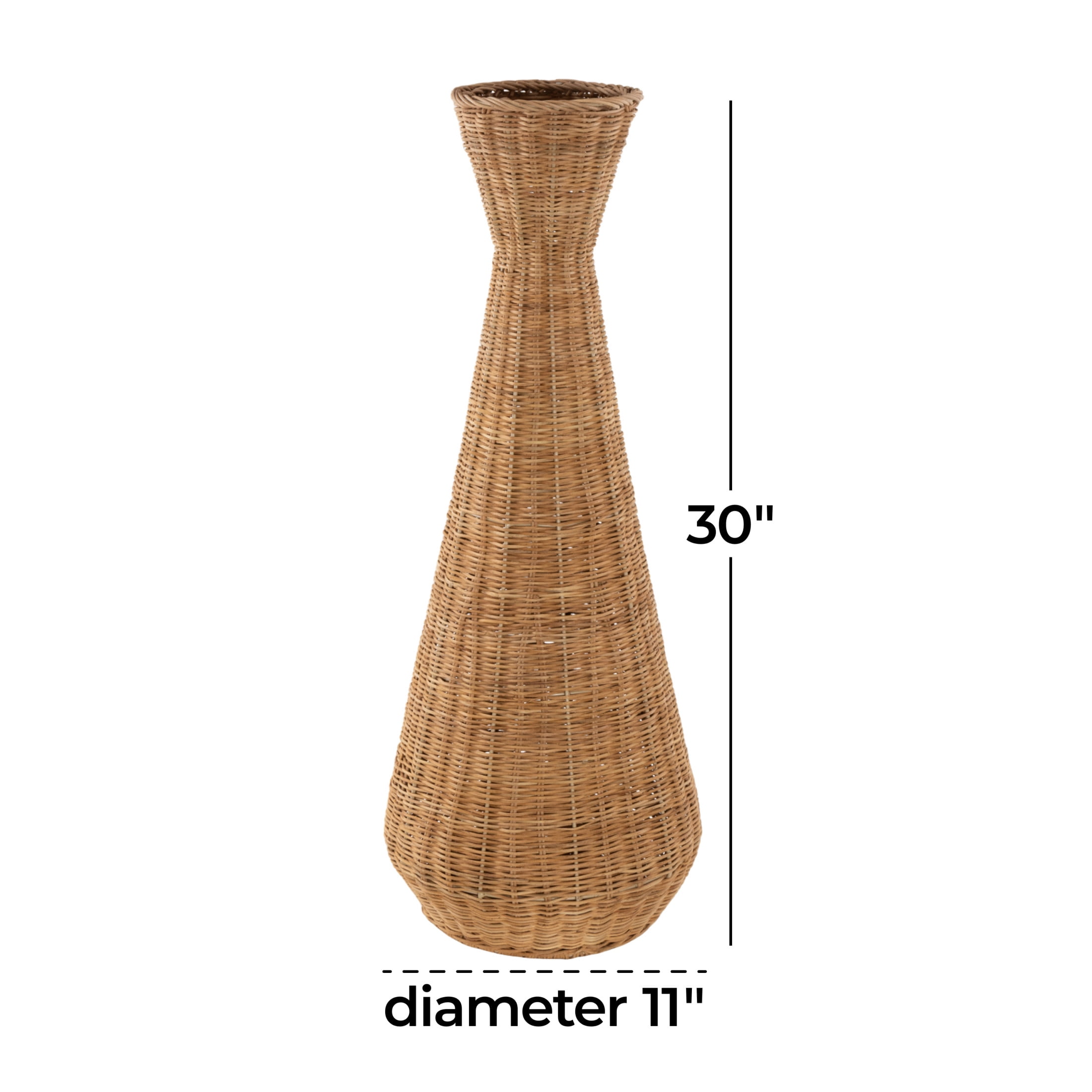 DecMode 30" Handmade Wrapped Brown Seagrass Vase