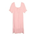 thumbnail image 4 of AWZXDE Special Style Solid Color Casual Elegant Ruffled Hem Design Short Sleeve Fashion Short Dress Plus Size Home Sleepwear Pink,L, 4 of 4