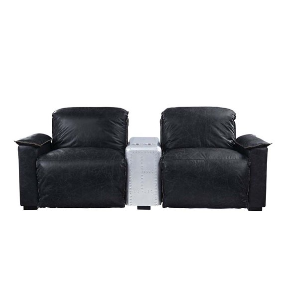 59952 Power Recliner - Black Top Grain Leather & Aluminum