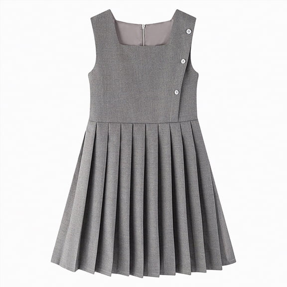Hessimy Toddler Girls Cotton Linen Ruffle Backless Sleeveless Casual Party Dress,holiday wear(Grey,10-12 Years)