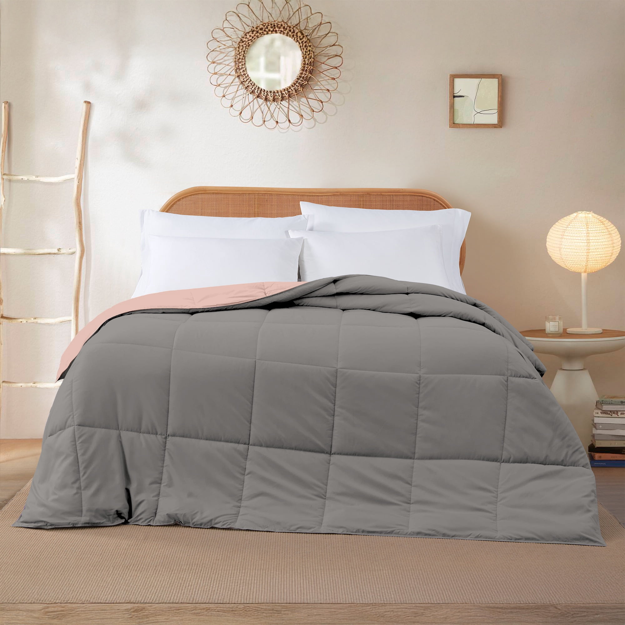 Modern Threads Reversible Charcoal & Misty Rose All-Season Down Alternative Adult Bed Comforter, Queen