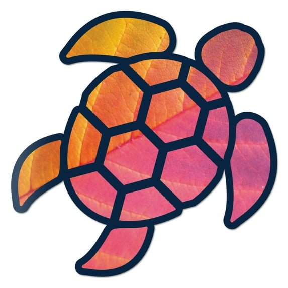 Sea Turtle Red Orange Leaf Sticker Decal Wall Tumbler Cup Window Car Truck Laptop 2.5 Inches
