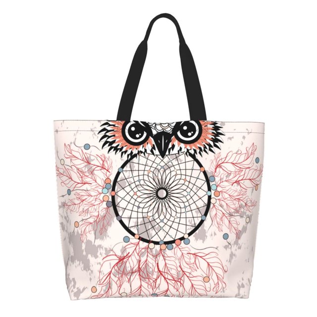 Easygdp Dreamcatcher With Owl Bolsas Tote para Mujer, Bolsos de Hombro para Viaje, Bolsos de Mano de Gran Capacidad para Compras y Trabajo