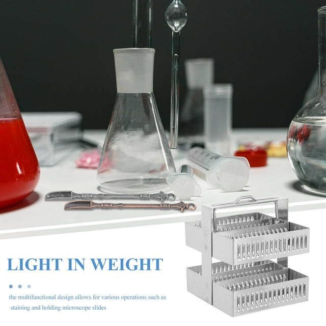WHAMVOX Organizador En Acero Inoxidable Para Portaobjetos De Microscopio Con Compacto Y Resistente