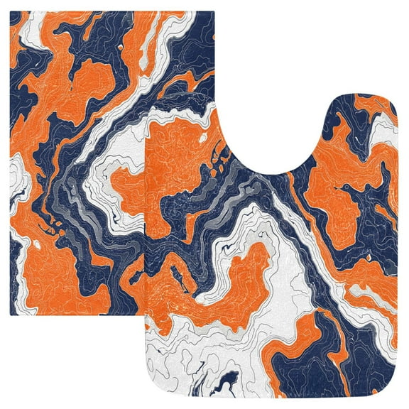 Ryvnso Orange Tie Dye Marble Bathroom Shaggy Rugs Toilet Mat Soft Contour Rug