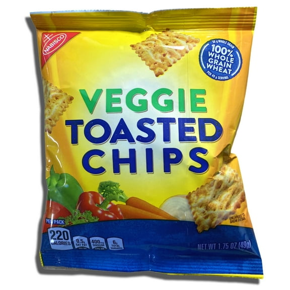 Whole Grain Veggie Wheat Thin Toasted Chips, School Snacks, 30 Pack