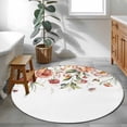 thumbnail image 4 of Pink Floral Round Area Rug 4 FT, Non Slip Indoor Outdoor Rug, Spring Pastoral Botanical Wildflowers Leaves Washable Soft Circular Carpet Non-Shedding Floor Mat for Coffee Table Nursery Foyer Balcony, 4 of 8