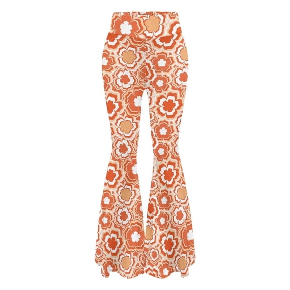 XIAONU Women's Floral Pant Slim Flared Leg High Waisted Ankle Stretchy Pant Stretchy Retro Party Pants