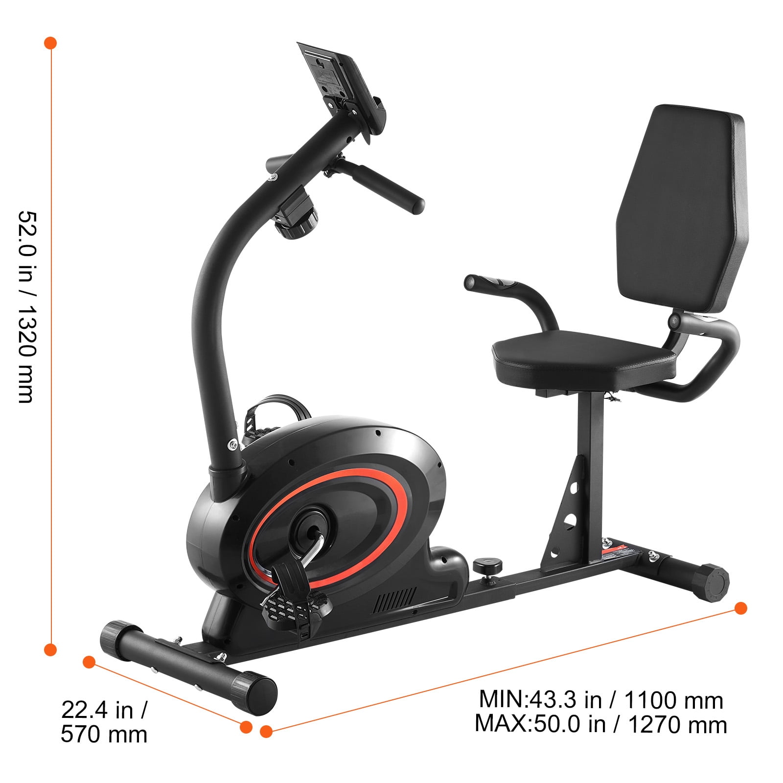 KFFKFF Stationary Recumbent Exercise Bike, Designed for Adults and Seniors, Customizable Magnetic Resistance, Home Fitness Bike with Cushioned Seat, LCD Display, and Robust Flywheel
