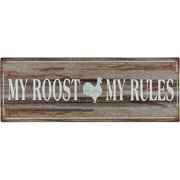 Retro Vintage Metal Tin Bar Sign, Decorative Wall Art Signage, Primitive Farmhouse Country Kitchen Home Decor (My Roost) 4"x16"