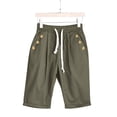 thumbnail image 5 of ABATAB Summer Capri Pants for Women Cotton Linen Loose Cropped Trousers Button down Roll up Hem Casual Lounge Capris Pants, 5 of 5