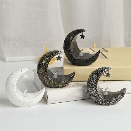Starry Moon Ramadan Festival Home Decoration Wind Lantern Candle Electronic Desktop Lamp Fashion B