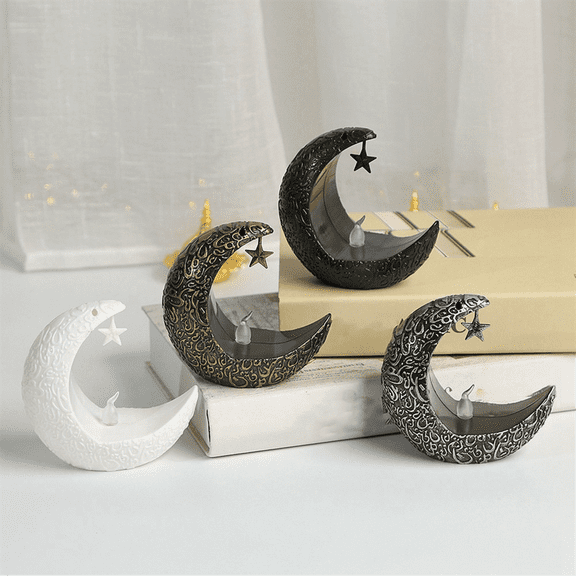 Starry Moon Ramadan Festival Home Decoration Wind Lantern Candle Electronic Desktop Lamp Fashion A