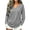 Gray, variant on Long Sleeve V-Neck T-Shirt for Women Oversized Loose Fit Solid Color Basic Pullover Casual Everyday Fall Winter Top