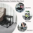 thumbnail image 5 of Step Stool for Adults Wooden 2 Steps Footstool Heavy Duty RV Bedside Stepping Stool for High Beds with Metal Frame Hold Up 500LB Foot Stool for Kitchen Bathroom Bedroom, Black, 5 of 16