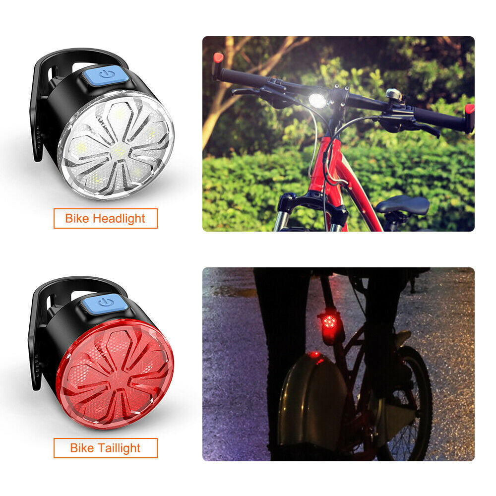 Bicycle Bike Cycling Hazard Lights USB Rechargeable LED Head Front Rear Lamp Set 