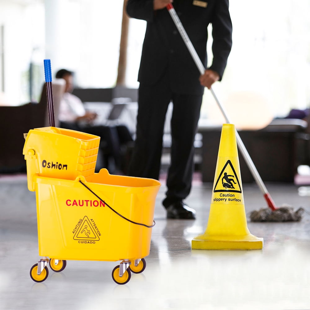 Kepooman 36L/34Quart/9.5Gallon Mop Bucket with Side Press Wringer, Mop Bucket Wringer Combo with Wheels, Yellow Kepooman 36L/34Quart/9.5Gallon Mop Bucket with Side Press Wringer, Mop Bucket Wringer Combo with Wheels, Yellow