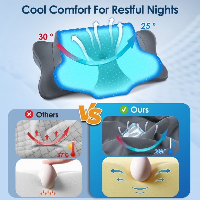 DONAMA Cervical Memory Foam Pillow, Gray and White photo 7